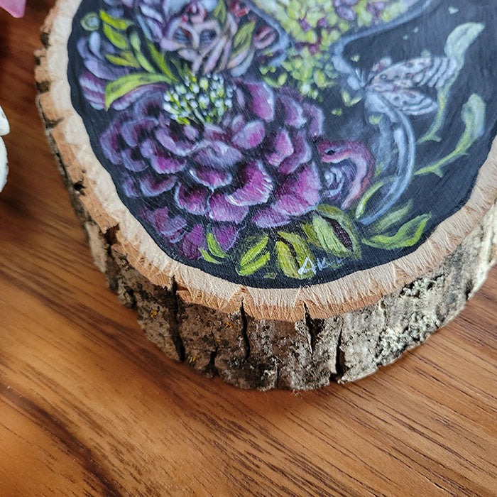 Original Painting of Frog and Flowers on Basswood