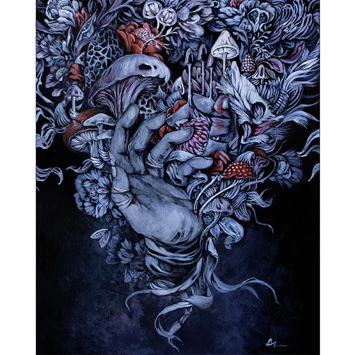 Surreal Mushrooms, Hands and Flowers Print