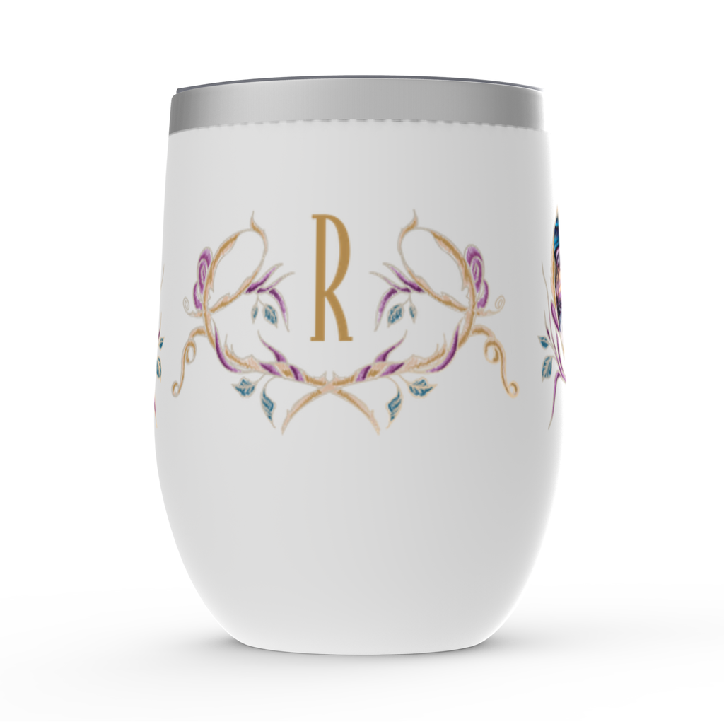 white tumbler with monogram