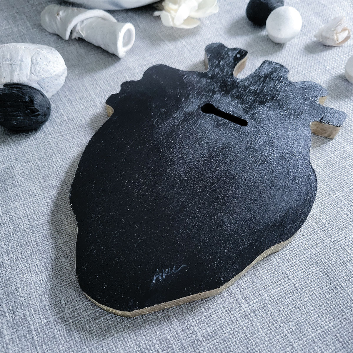 Heart Shaped Original Fantasy Painting with Mushrooms