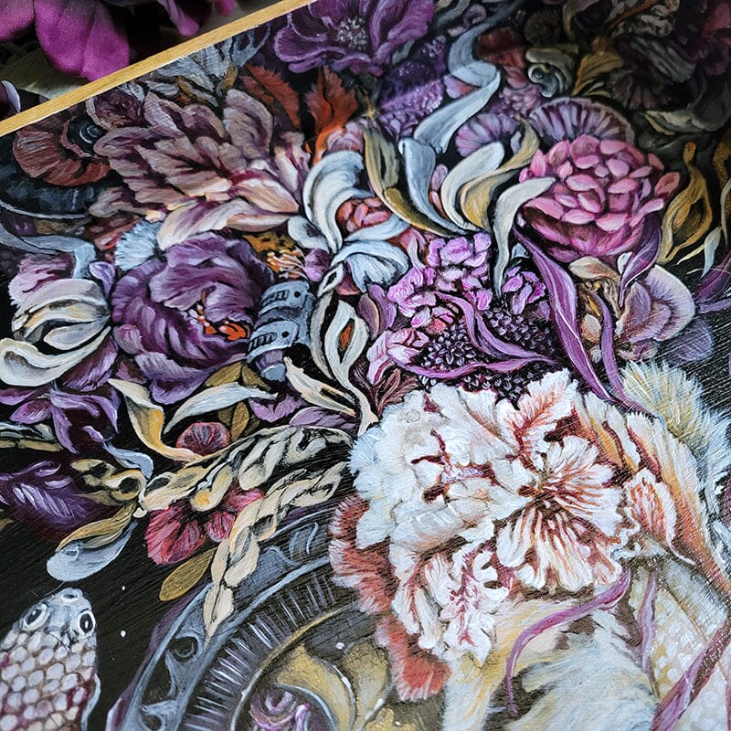 Fish and Flowers Wooden Tray originalpainting AK Organic Abstracts