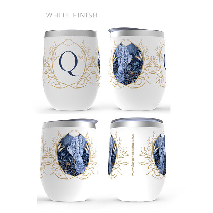 Stemless Insulated Wine Tumbler - Monogram and White Bird