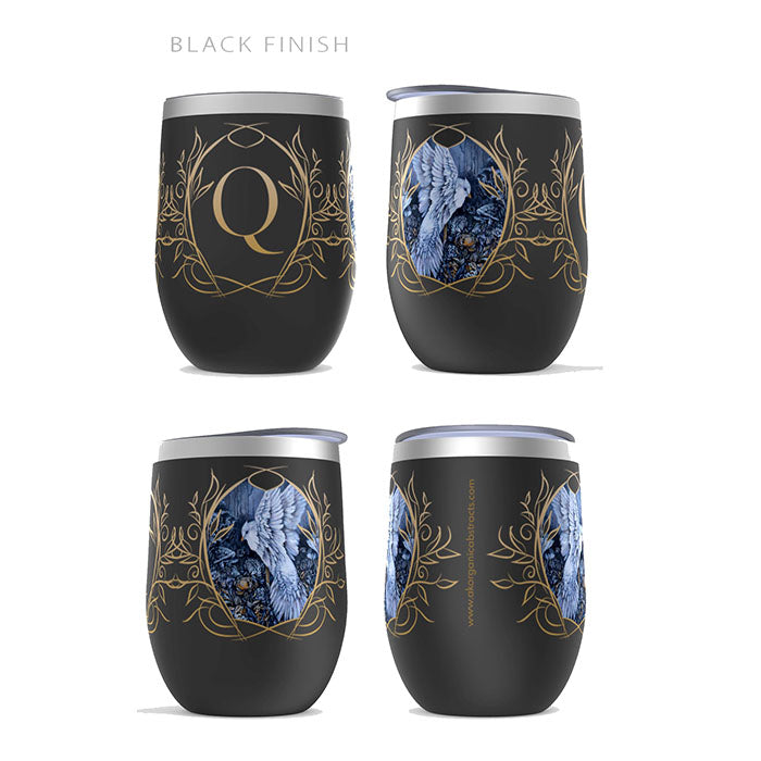 Stemless Insulated Wine Tumbler - Monogram and White Bird