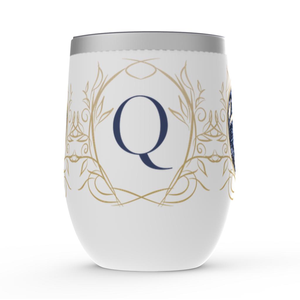 Stemless Insulated Wine Tumbler - Monogram and White Bird