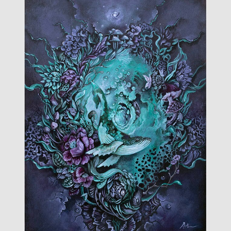 Whale, Mushroom & Flowers Print prints AK Organic Abstracts