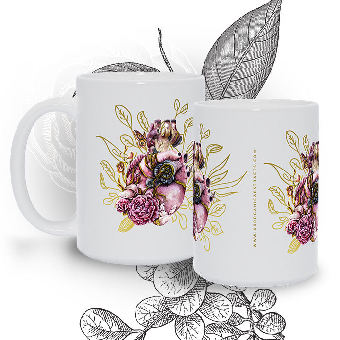 Ceramic Coffee Mug Steampunk Heart drinkware AK Organic Abstracts