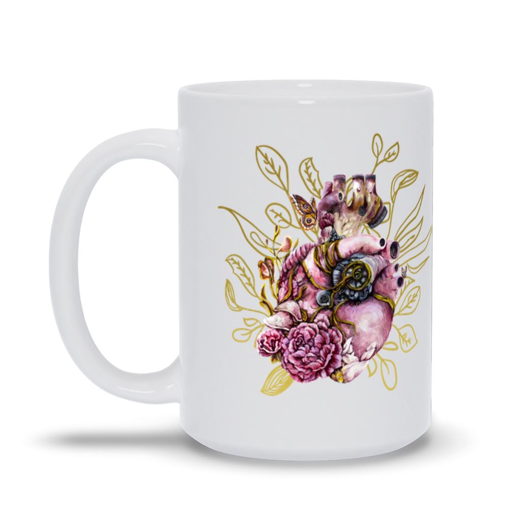 Ceramic Coffee Mug Steampunk Heart drinkware AK Organic Abstracts