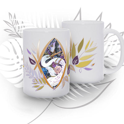 Crane and Flowers Ceramic Coffee and Tea Mug