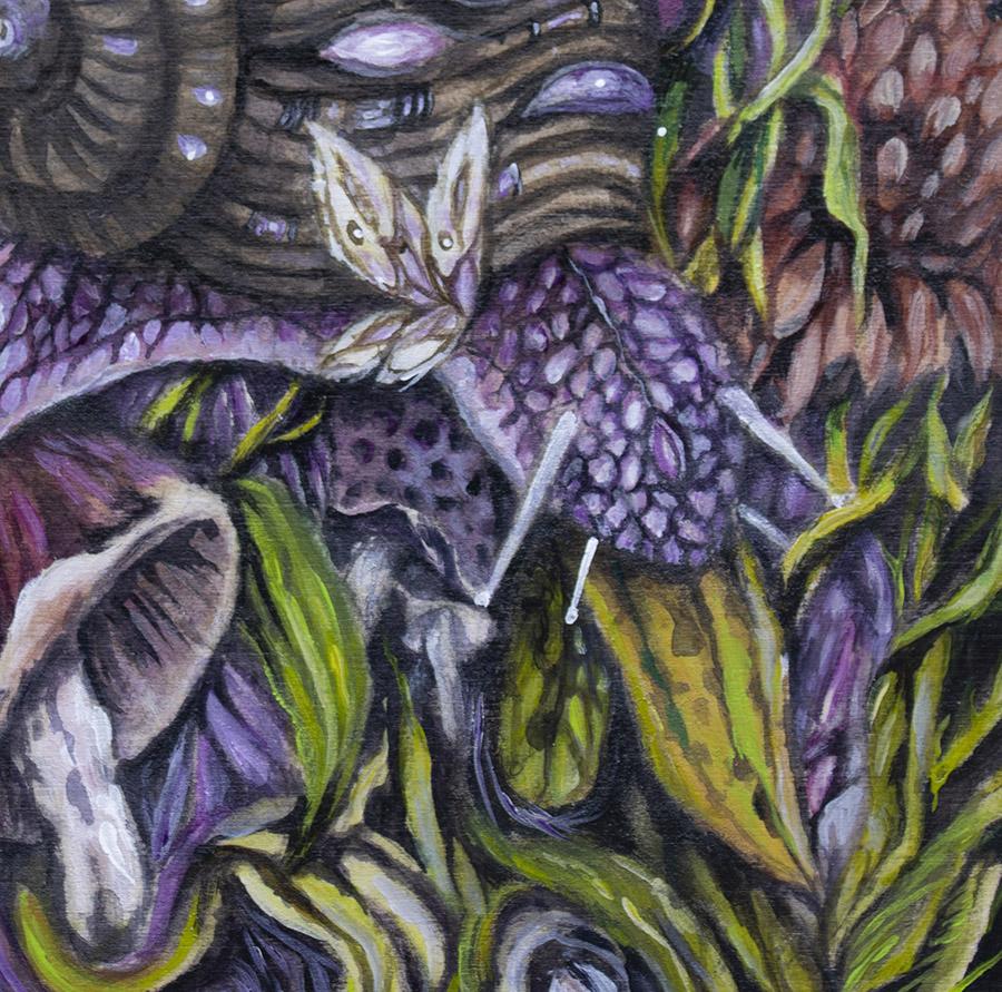 Fantasy Art Print Eddie The Snail with Mushrooms prints AK Organic Abstracts