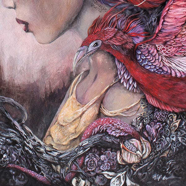 Fantasy Art Print Phoenix with Goddess prints AK Organic Abstracts