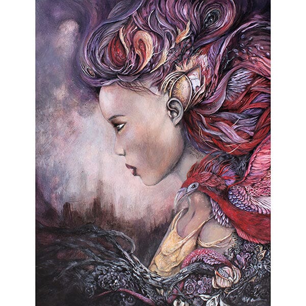 Fantasy Art Print Phoenix with Goddess prints AK Organic Abstracts