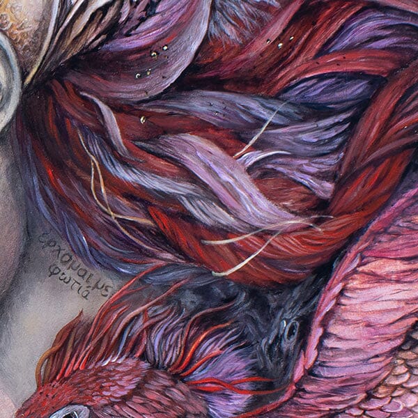 Fantasy Art Print Phoenix with Goddess prints AK Organic Abstracts