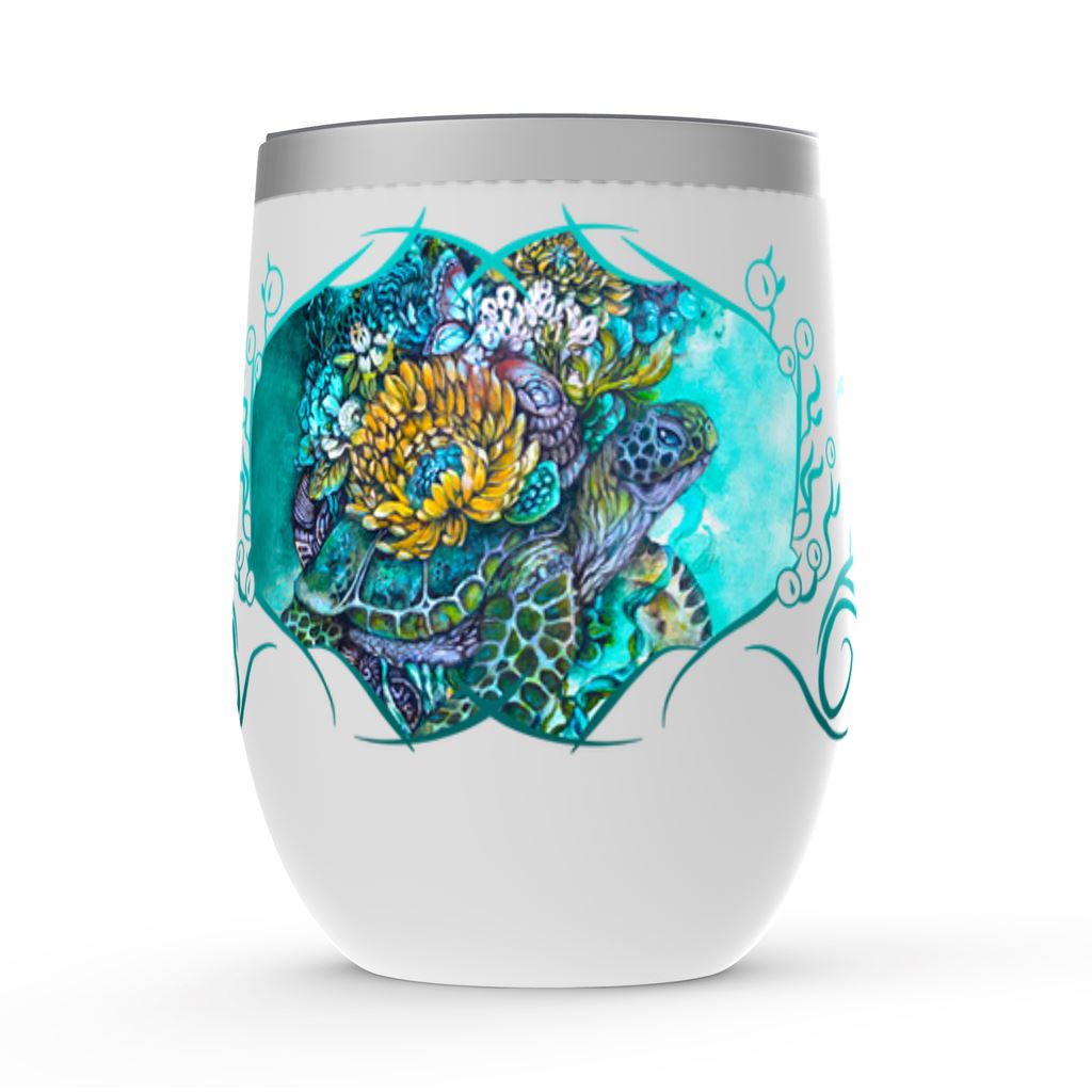 "Luna" Steampunk Sea Turtle Wine Tumbler drinkware AK Organic Abstracts