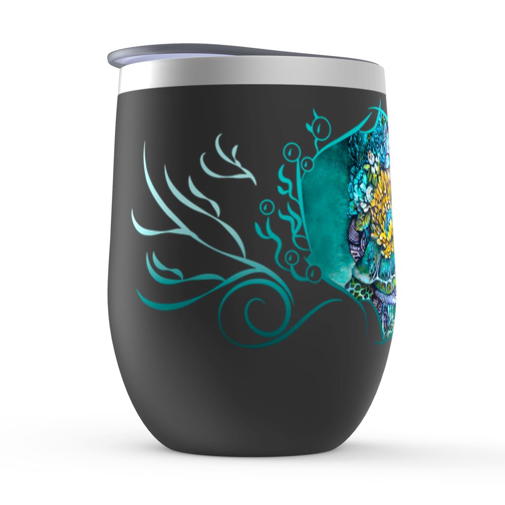 "Luna" Steampunk Sea Turtle Wine Tumbler drinkware AK Organic Abstracts