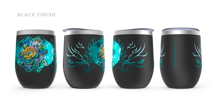 "Luna" Steampunk Sea Turtle Wine Tumbler drinkware AK Organic Abstracts