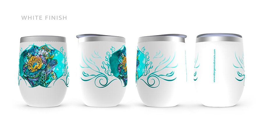 "Luna" Steampunk Sea Turtle Wine Tumbler drinkware AK Organic Abstracts