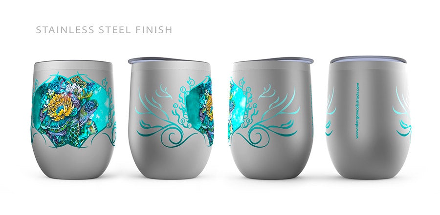 "Luna" Steampunk Sea Turtle Wine Tumbler drinkware AK Organic Abstracts