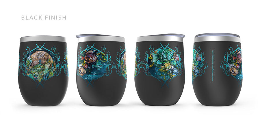 "Origin" Steampunk Sea Turtle Wine Tumbler drinkware AK Organic Abstracts