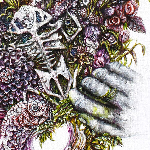 Steampunk Art Print Hands, Frog and Flowers prints AK Organic Abstracts