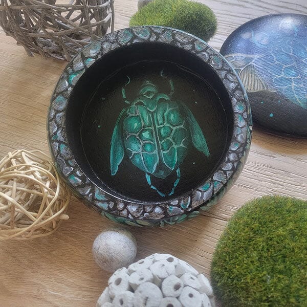 Steampunk Beetle Jewelry Box originalpainting AK Organic Abstracts