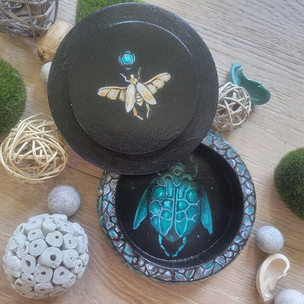 Steampunk Beetle Jewelry Box originalpainting AK Organic Abstracts