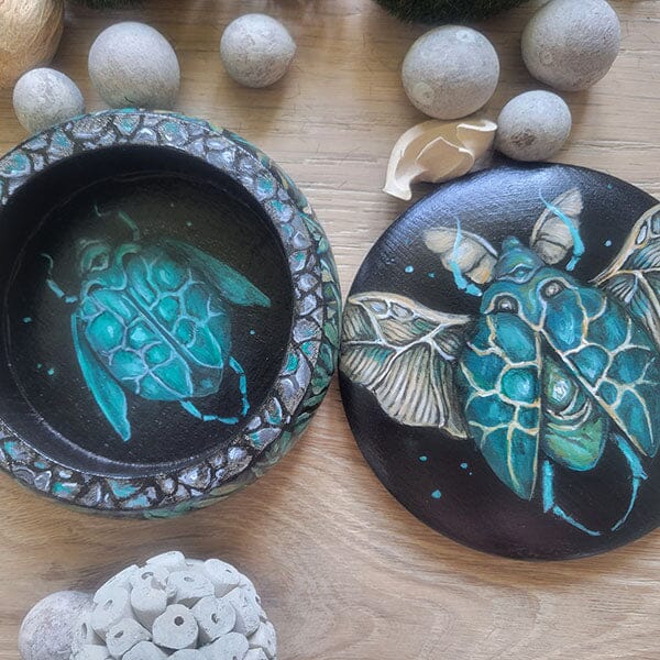 Steampunk Beetle Jewelry Box originalpainting AK Organic Abstracts