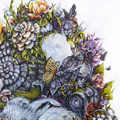 Steampunk Bunny and Flowers Scifi Art Print prints AK Organic Abstracts