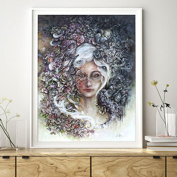 Steampunk Fantasy Art Print Goddess with Butterflies prints AK Organic Abstracts