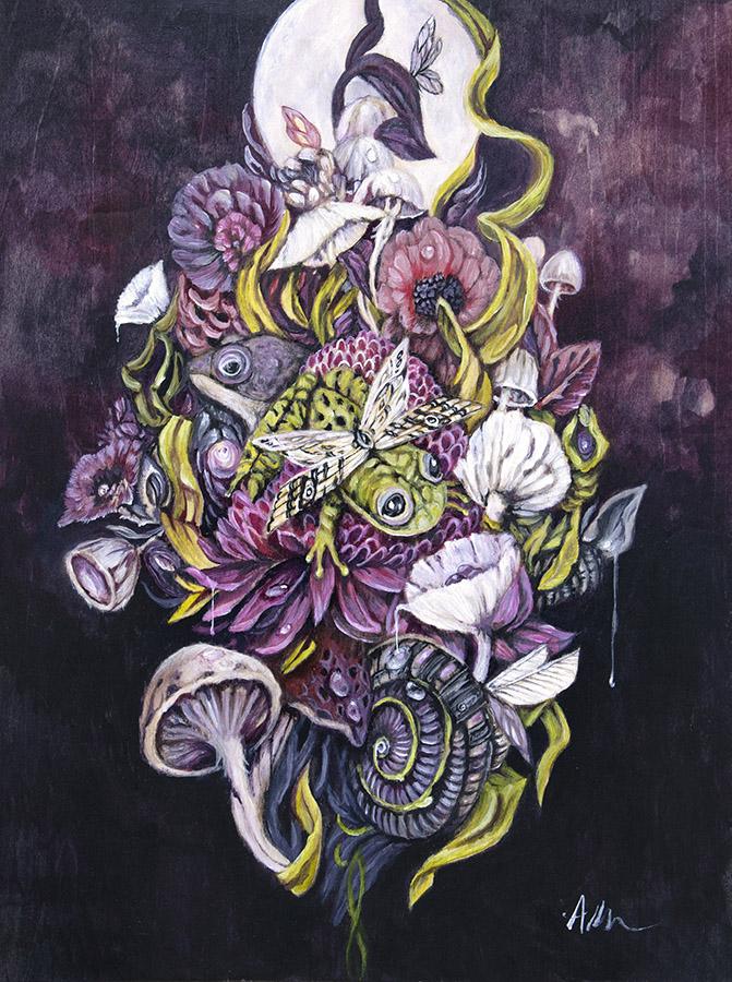 Steampunk Frog and Flowers Fantasy Art Print, Steampunk Decor Whimsical Art Print, Surreal Animal Art, Nursery Wall Art prints AK Organic Abstracts