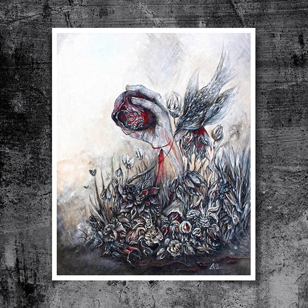 Steampunk Hand, Bird and Apple Print prints AK Organic Abstracts