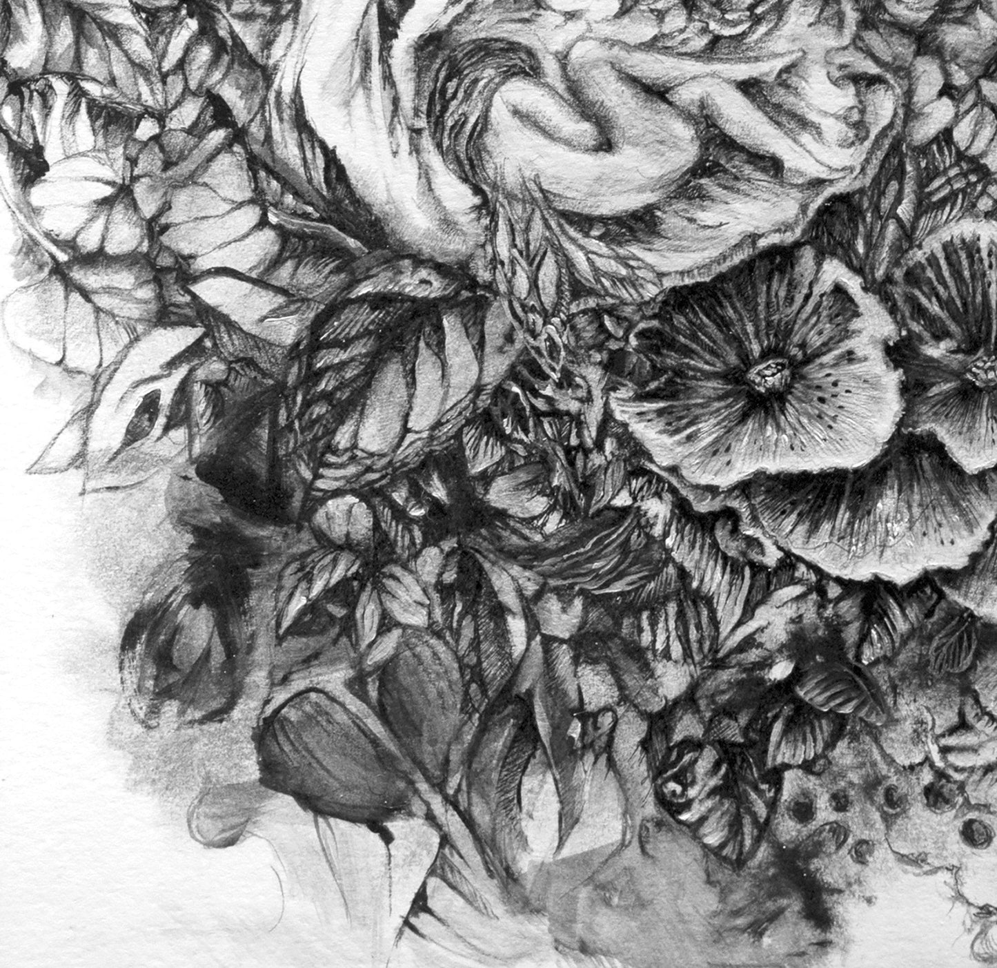 Steampunk Illustration Fairy, Flowers and Fish Art Print "Interpretations I" prints AK Organic Abstracts