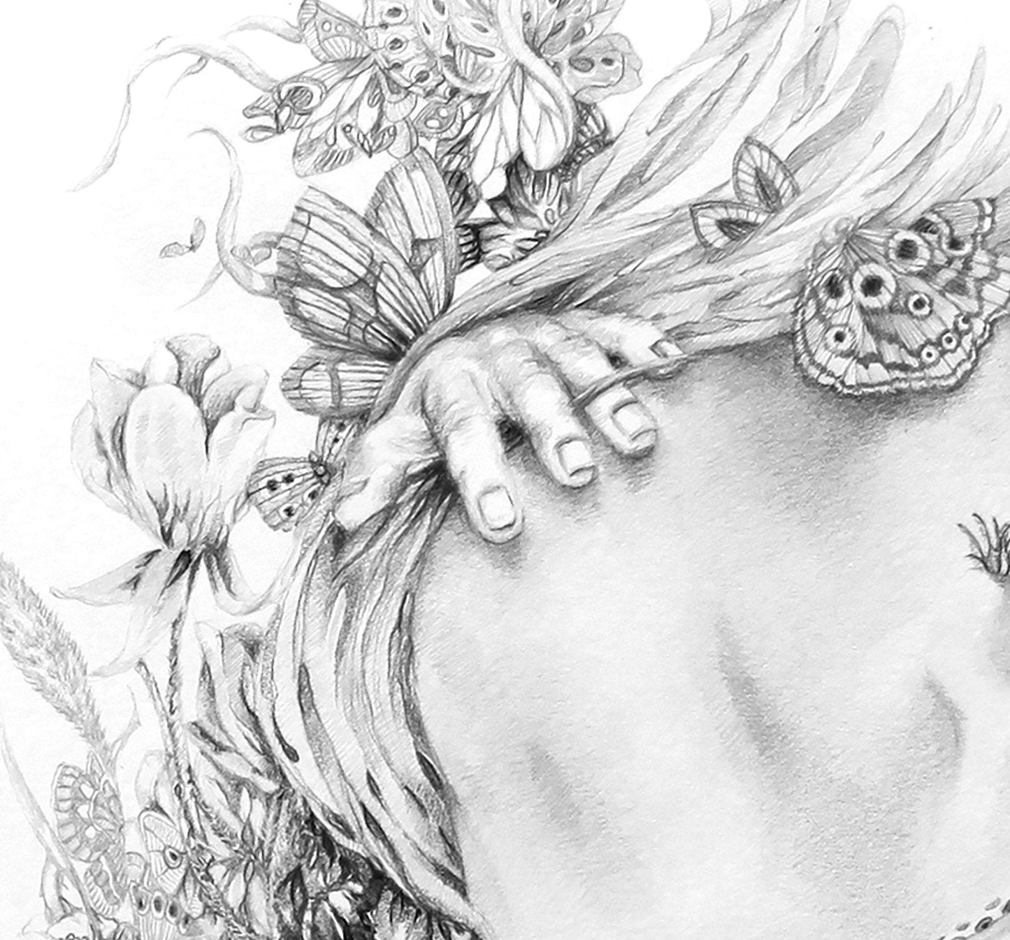 Steampunk Illustration Woman with Flowers Fine Art Print "Interpretations III" prints AK Organic Abstracts