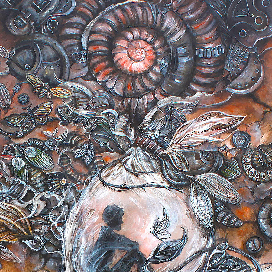 Steampunk Jack and Beanstalk Fairytale Art Print "When Down Is Up, And Up Is Down" prints AK Organic Abstracts