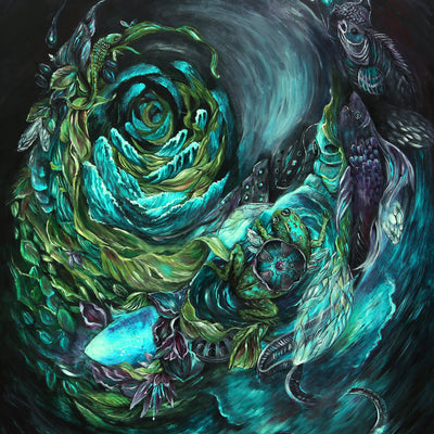 Steampunk Scifi Fish And Frog Fantasy Art Print "Chimera" prints AK Organic Abstracts 