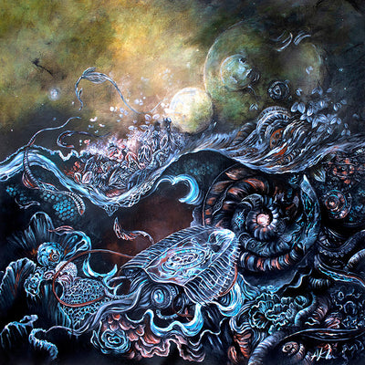Steampunk Seascape Scifi Jellyfish Art Print "An Interpretation of Genesis" prints AK Organic Abstracts 