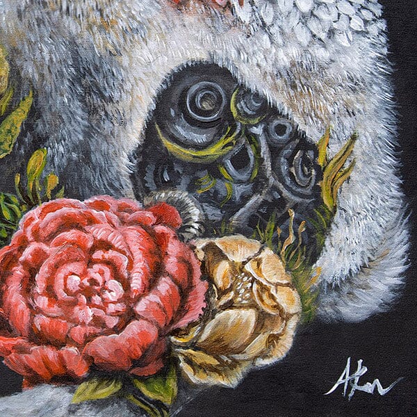 Steampunk White Rabbit with Flowers prints AK Organic Abstracts