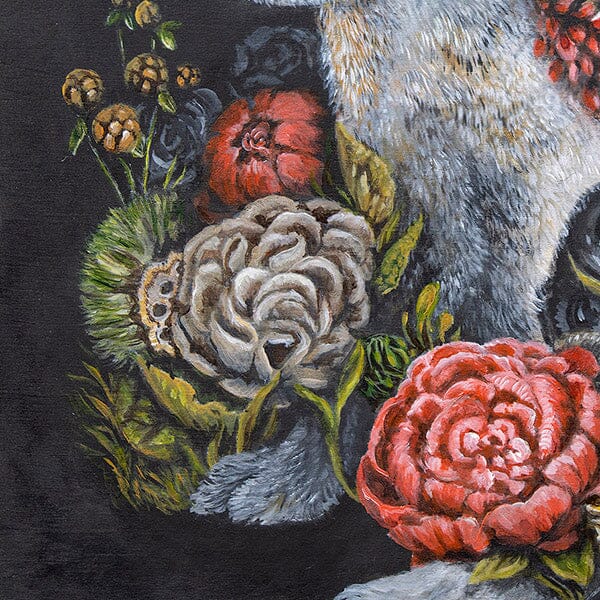 Steampunk White Rabbit with Flowers prints AK Organic Abstracts