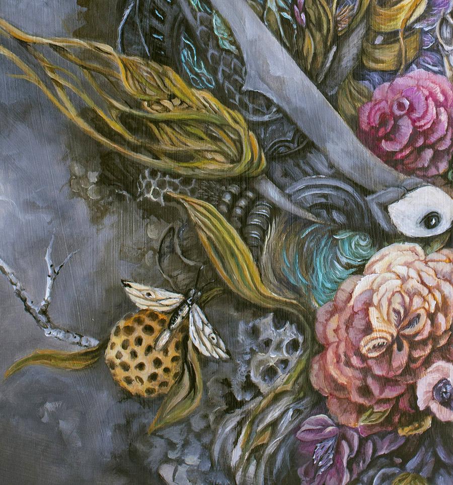 Surreal Bird, Butterflies & Flowers Fantasy Art Print "We Can Return To What We Knew" prints AK Organic Abstracts
