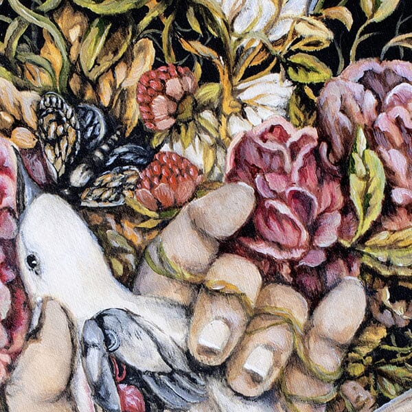 Surreal Bird, Hand and Flowers Art Print prints AK Organic Abstracts