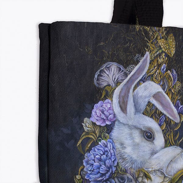 White Rabbit and Teacup Tote tote AK Organic Abstracts