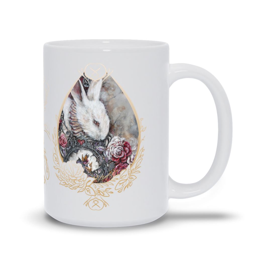 White Rabbit Ceramic Coffee and Tea Mug drinkware AK Organic Abstracts