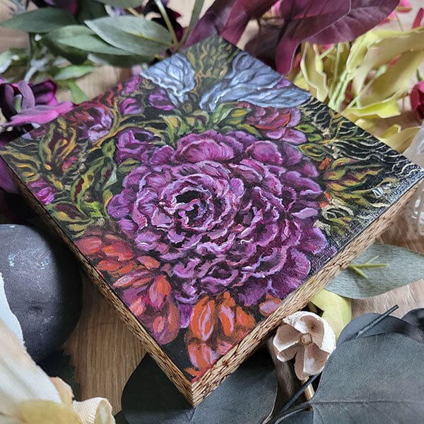 Wild Rose Original Painting and Wood Burning originalpainting AK Organic Abstracts