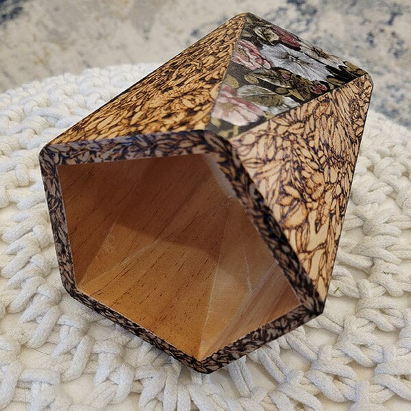 Woodburned and Painted Pink Floral Vase originalpainting AK Organic Abstracts