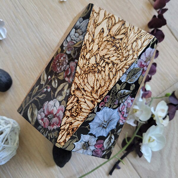 Woodburned and Painted Pink Floral Vase originalpainting AK Organic Abstracts