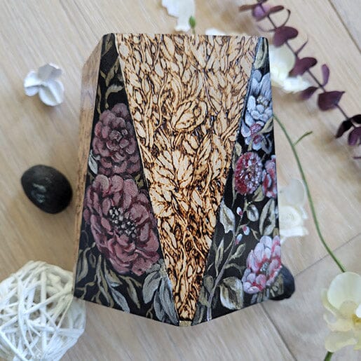 Woodburned and Painted Pink Floral Vase originalpainting AK Organic Abstracts