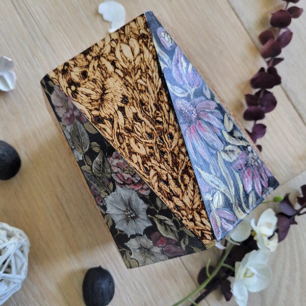 Woodburned and Painted Pink Floral Vase originalpainting AK Organic Abstracts