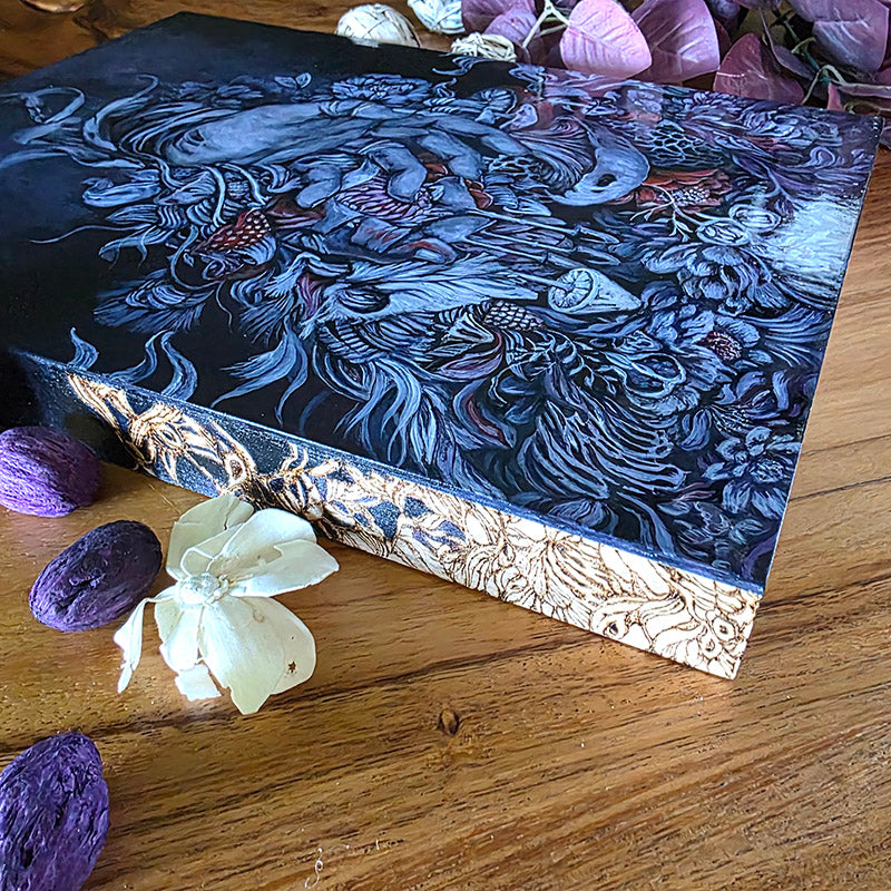 Original Acrylic Painting with Mushrooms and Flowers