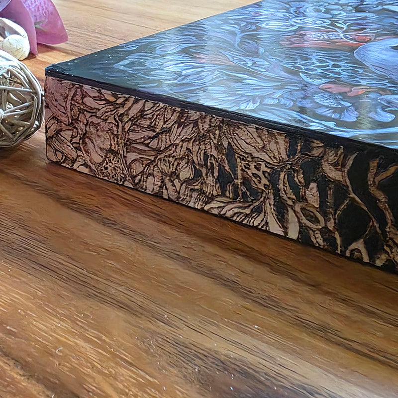 Original Acrylic Painting with Mushrooms and Flowers