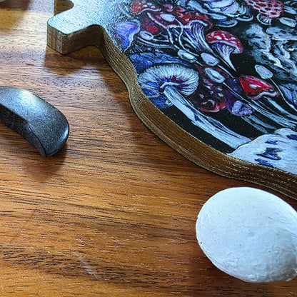 Heart Shaped Original Fantasy Painting with Mushrooms