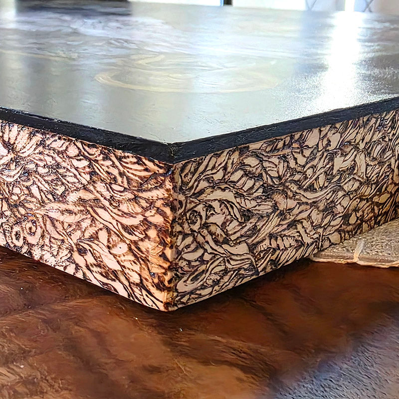 Original Painting and Woodburning with White Bird and Mushrooms